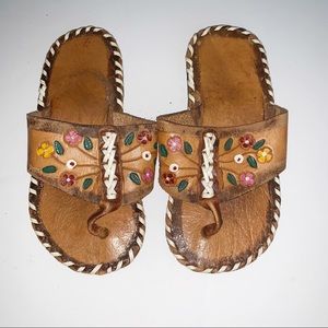 Toddler Size 8-9 Leather Mexican Slippers Sandals